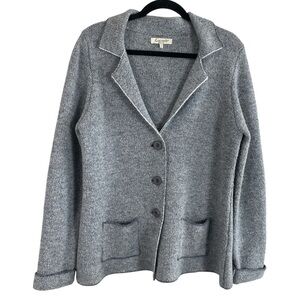Cocogio Women’s Heathered Gray Wool Blend Cardigan Sweater Blazer Sz L